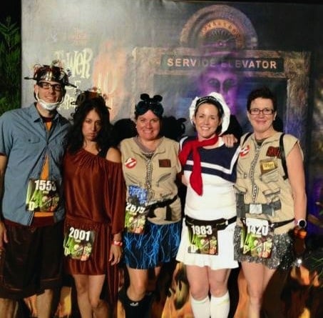 Ghostbusters at Tower of Terror 10-Miler runDisney race. Tania Lamb, a Northern Virginia Mom Blogger, loves to dress in costume for races!