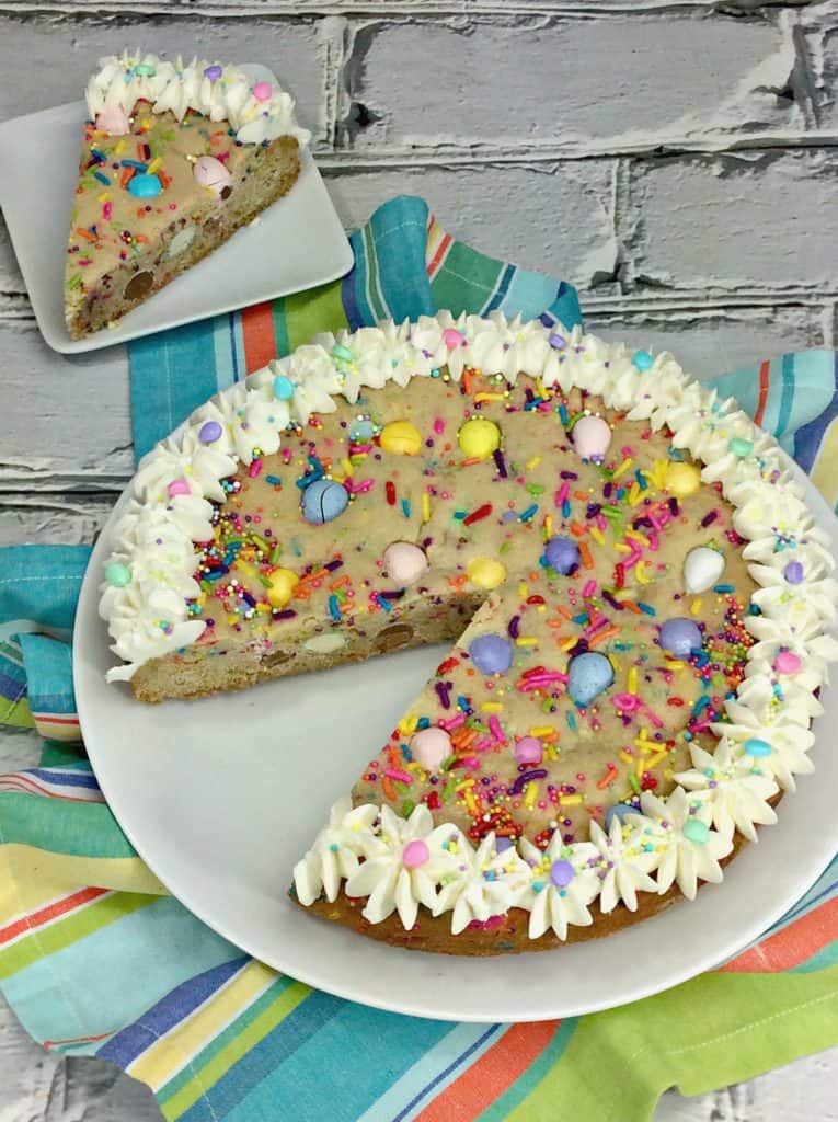 Cadbury Mini Eggs Easter Cookie Cake Recipe - Lola Lambchops